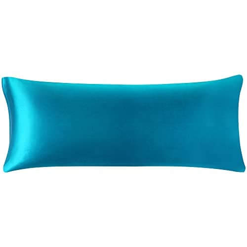 PiccoCasa 85 GSM Satin Body Pillow Cover with Zipper 20"x48" Peacock Blue
