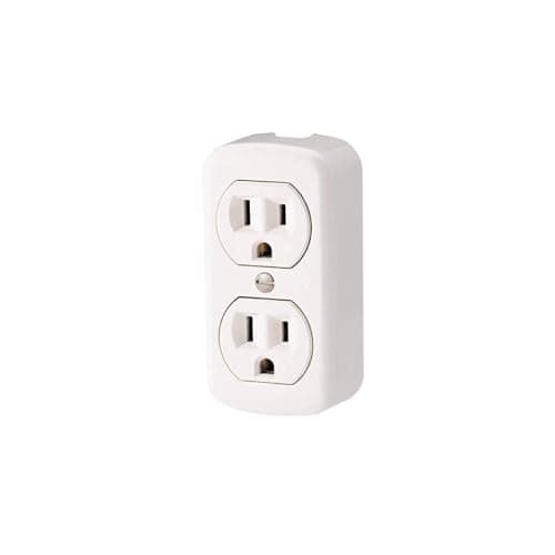 Leviton 15 Amp, 125 Volt, Grounding, Double Surface-Mount, 2 Round or Flat Plugs Accepted, 91-I, Ivory