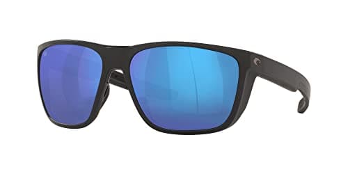 Costa Del Mar Mens Ferg Square Sunglasses, Matte Black/Blue Mirrored Polarized-580G, 59 mm