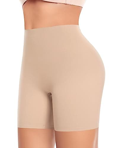 Womens Seamless Shaping Boyshorts Panties Tummy Control Underwear Slimming Shapewear Slip Shorts(#A1 Beige(no Control),Small)