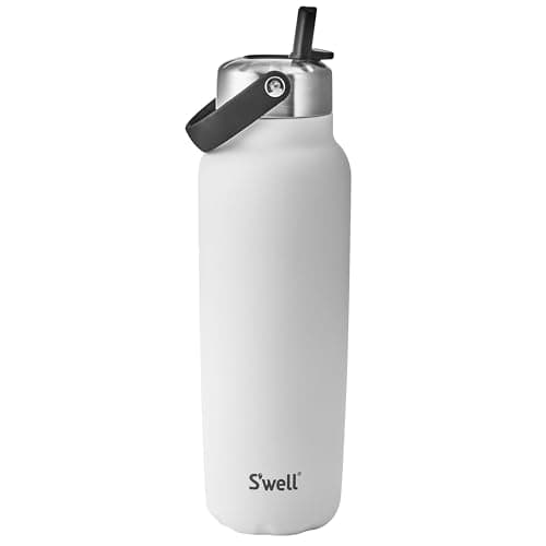 S'well Recycled Stainless Steel Explorer with Flip Straw Lid, 40oz, Moonstone, Triple Layered Vacuum Insulated Container Keeps Drinks Cold for 54 Hours and Hot for 12, BPA Free