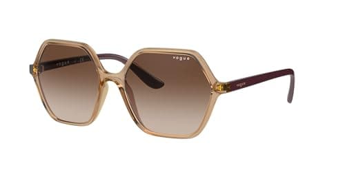 Vogue Eyewear Woman Sunglasses Transparent Caramel Frame, Brown Gradient Lenses, 55MM