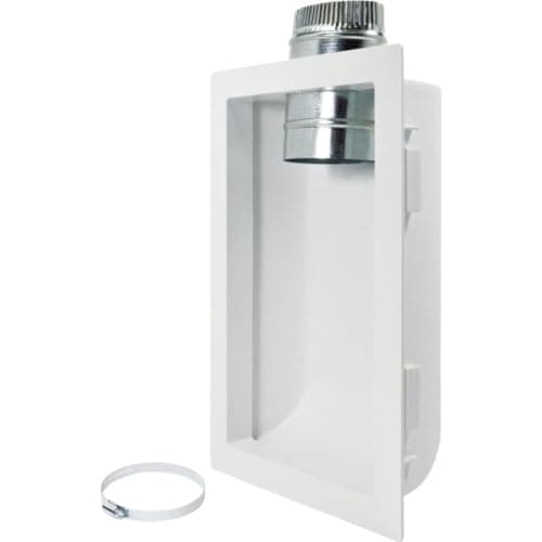 Deflecto Dryer Vent Box Kit, Fits 4" Dryer Vents, Recessed, Plastic, White
