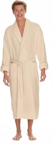 Boca Terry Men's Soft Waffle Robe, Long Hotel Bathrobe, Spa Bath Robes