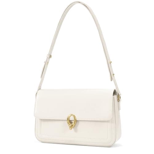 LAFESTIN Split Leather Shoulder Bags For Women with Adjustable Strap, Trendy Crossbody Purses For Women, Designer Inspire Handbags, White