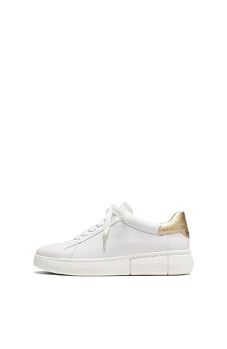 kate spade new york Women's Lift Lace Up Sneaker, Optic White/Pale Gold, 9.5