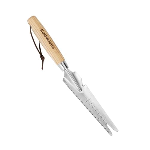 Eadwiella Hand Weeder Puller, 5-in-1 Garden Trowel with Solid Wooden Handle
