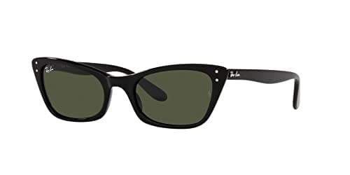 Ray-Ban Womens RB2299 Lady Burbank Cat Eye Sunglasses, Black/Green, 55 mm