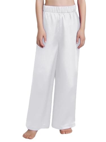 Linjinx Kids Boys Satin Wide Leg Trousers Celebration of Spirit Palazzo Pants Liturgical Worship Praise Dance Pants White 6 Years