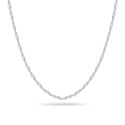 925 Sterling Silver Singapore Water Wave Chain for Women, 2 mm, 18 Inch