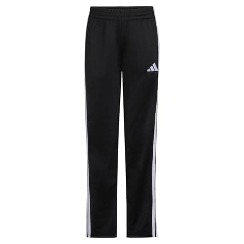 adidas Boys Straight 3 Stripe Straight Leg Pant, Black, 6