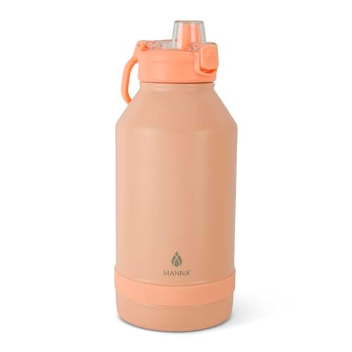 Manna Push Stainless Steel Bottle with Push-open Locking Lid and Sipping Spout - 64 Oz - Coral Reef Powder Coat