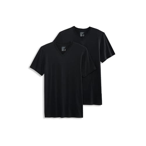 Jockey Men's Undershirt Made in America 100% Cotton V-Neck Undershirt - 2 Pack, Black, M