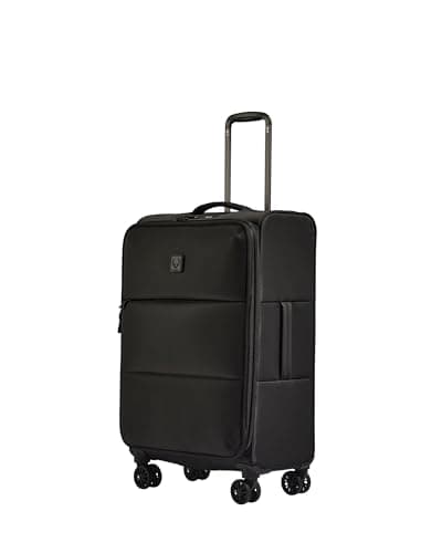 ANTLER - Soft Stripe Medium Luggage - 27" Softside Suitcase, Adjustable Handle, 4 Spinner Wheels, Lightweight, Expandable, TSA Lock - Recycled Polyester Luggage - Black