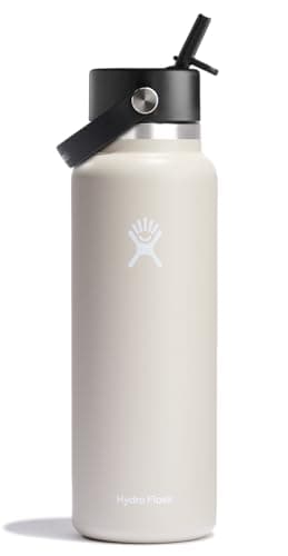 Hydro Flask Water Bottle - Insulated Stainless Steel - Wide Straw Lid, Non Spill, Leakproof in 40 Oz Oat Tan