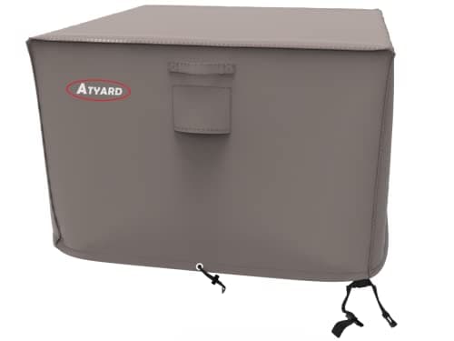Atyard Gas Fire Pit Cover Square 36L x 36W x 24H inch - Waterproof Windproof Anti-UV Heavy Duty Patio Firepit Furniture Covers Brown