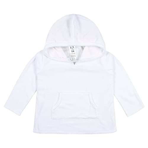 Gerber Baby Toddler Hooded Kangaroo Pocket Terry Cover Up, White, 2T