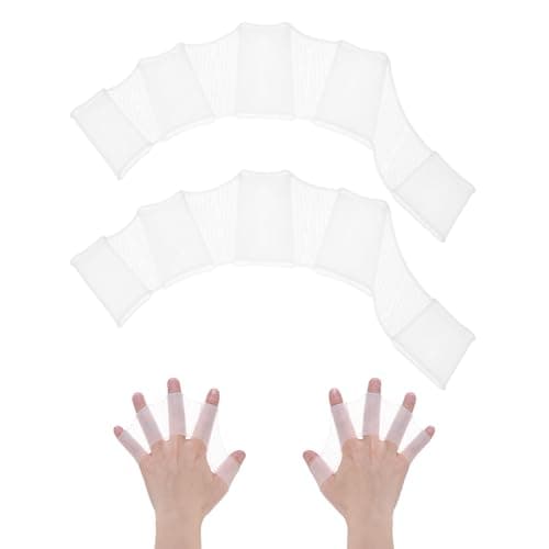 M METERXITY 1 Pair Silicone Swimming Gloves Webbed Swim Gloves Half-Finger Frog Type Small Swim Training Gloves Water Resistance for Swimming/Diving/Water Aerobics [White]