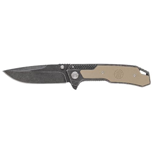 Smith & Wesson SW609 8.3in High Carbon S.S. Folding Knife with 3.6in Drop Point Blade and Stonewashed G-10 Handle for Outdoor, Tactical, Survival and EDC