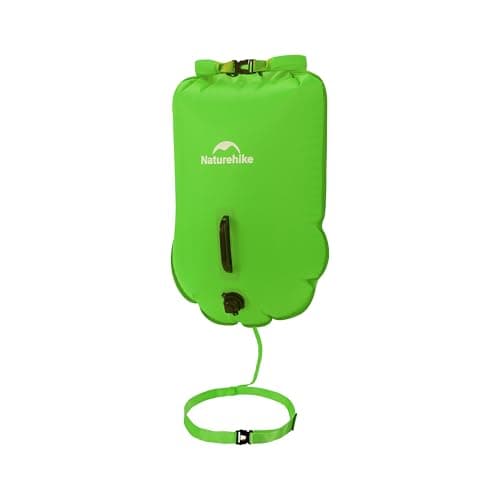 Naturehike 18L High Visible Safety Swim Buoy - Ultralight Bubble Tow Float and Dry Bag for Open Water Swimming Kayaking Snorkeling Diving Fishing Trailing with Adjustable Waist Belt (Green)