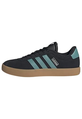 Adidas Men's VL Court 3.0, Black/Powder Teal/Silver Metallic, 3.5
