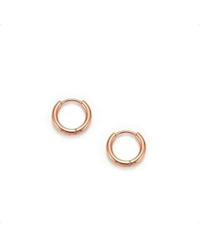 TDEBA Surgical Steel Hoop Earrings Nose Ring for Men Women, Cartilage Helix Tragus Piercing Jewelry, Hypoallergenic 316L Stainless Steel Small Huggie Hoops - 18K Rose Gold Plated, 12G 8mm