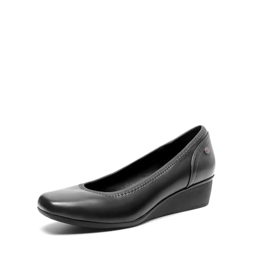 DREAM PAIRS Women's Wedge Shoes Closed Toe Low Heel Pumps Comfotable Dress Shoes,Size 7,Black-Pu,SDPU2418W