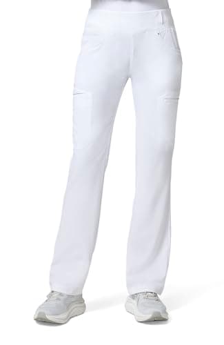 Cherokee Iflex Scrubs for Women Straight Leg Scrub Pants with 6 Pockets White 2XL