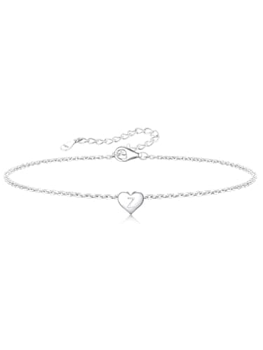 Silvora 925 Silver Bracelets Z Bracelet Silver Initial 18K White Gold Plated Heart Bracelet Initial Charm Words Trendy Bracelets for Women