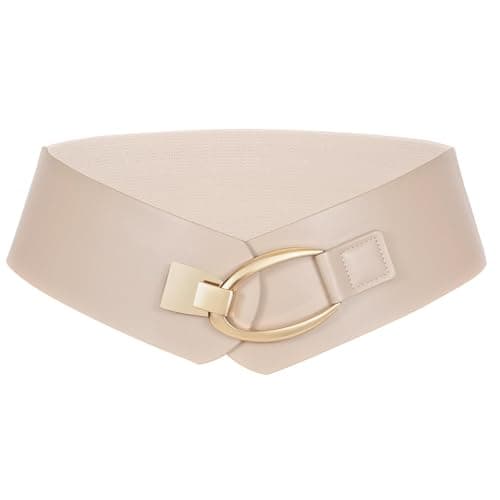 WERFORU Women Wide Elastic Belt Women Fashion Wide Belt with Gold Buckle Ladie Thick Waistbelt for Dresses