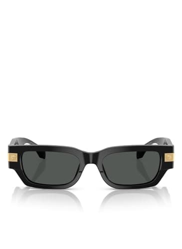 Versace VE 4465 GB1/87 Black Plastic Rectangle Sunglasses Grey Lens