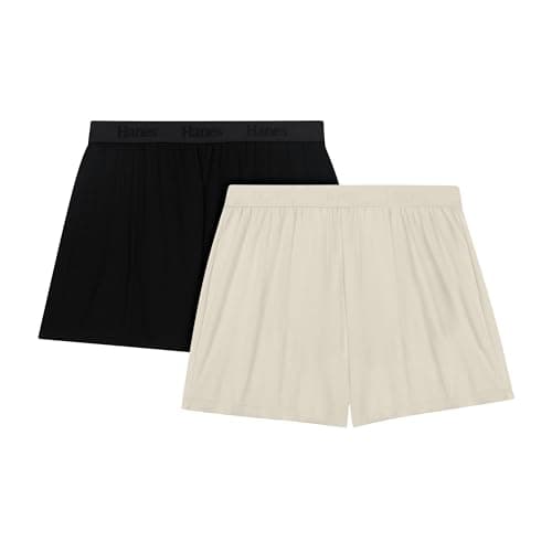 Hanes Women's Originals Sleep Shorts, 2-Pack, Comfywear Supersoft Rib Lounge Shorts, Loungewear Pack