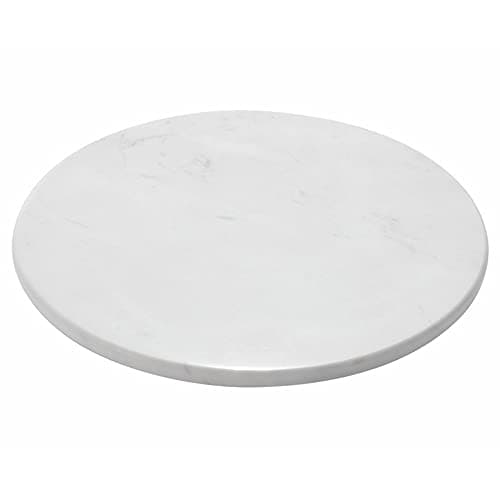 StonePlus Natural Round Marble Tray Glossy Pastry Board for Dessert, Cheese, Coffee, Smooth on Both Sides (Volakas White)