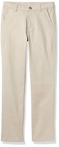 Nautica Big Boys School Uniform Flat Front Pant, Khaki, 14