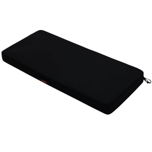 FUNHOME Outdoor Bench Cushion 48 x18 x3 Inch,Water Resistant Portable Settee Cushion,Foam Insert with Handle&Ties,Bench Seat Pads for Garden Patio Porch Swing Backyard Furniture(Black)