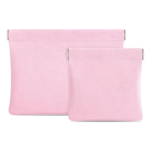 Sightor 2 PCS Small Makeup Bag for Women, Small Pouches for Purse Mini Cosmetic Bag Waterproof Pouch Travel Storage Bag for Cosmetics Headphones Jewelry Coins (Pink)