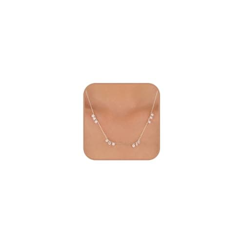 Dainty Lucky Leaf Necklace for Women 925 Sterling Silver Trendy 14K Gold Plating Cute White CZ Flowers Pendant Choker Necklaces to Daughter Minimalist Stackable Chain Wedding Prom Jewelry (Silver B)