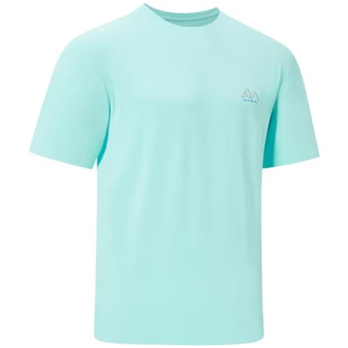 UVSAI Men’s UPF 50+ Short Sleeve Shirt Permanent UV Sun Protection Performance Hiking Fishing T-Shirts Seafoam