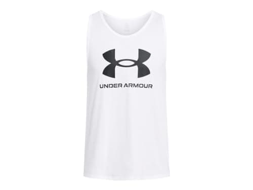 Under Armour Men's Sportstyle Logo Tank Top, (100) White / / Black, Small