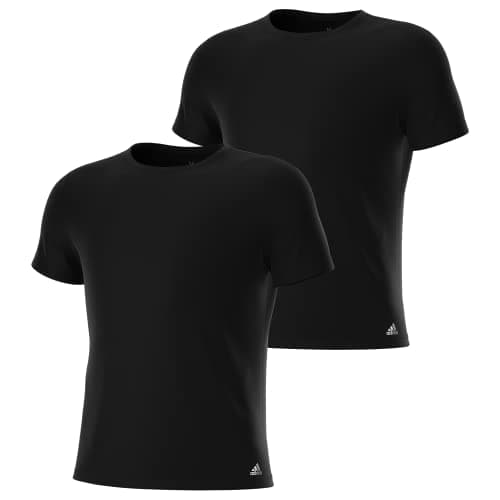 adidas Men's Stretch Cotton Crew Neck Undershirts (2-Pack), Black, XX-Large