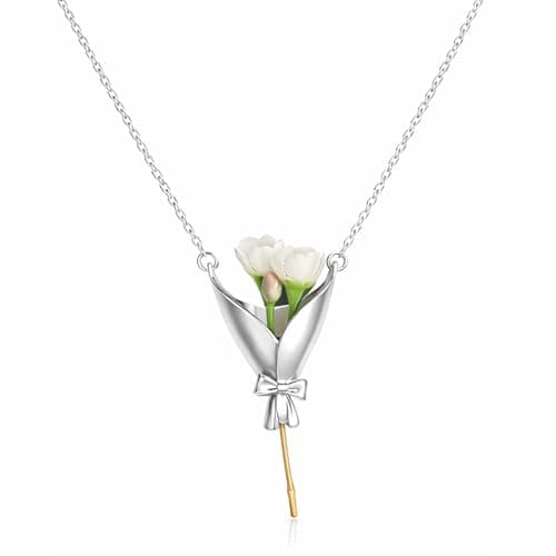 Roe Dolph DIY Bouquet Necklace and Earrings Set Flower Vase Pendant Jewelry for Women Mini Flower Holder Necklace Insert Real or Dried Flowers Mother Day Gift for Mom Grandma Aunt