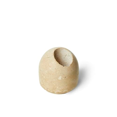 PHINILUX 100% Travertine Toothpick Holder | Match Holder | Cute Beige Match Jar | Matches Box for Candles or Bathroom Decor | 2.1*2.1*2.2 | Toothpicks NOT Included