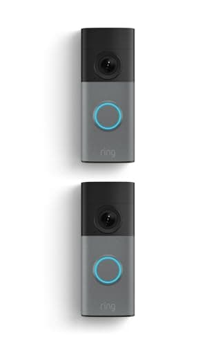 Ring Wired Doorbell (newest model), Retinal 2K with wide-angle video, up to 6x Enhanced Zoom, and Two-Way Talk 2-pack, Speckled Gray