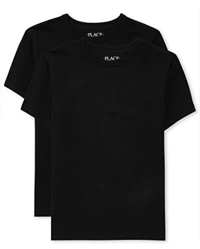 The Children's Place Boys Short Sleeve Basic Layering T-Shirt, Black 2 Pack, X-Small