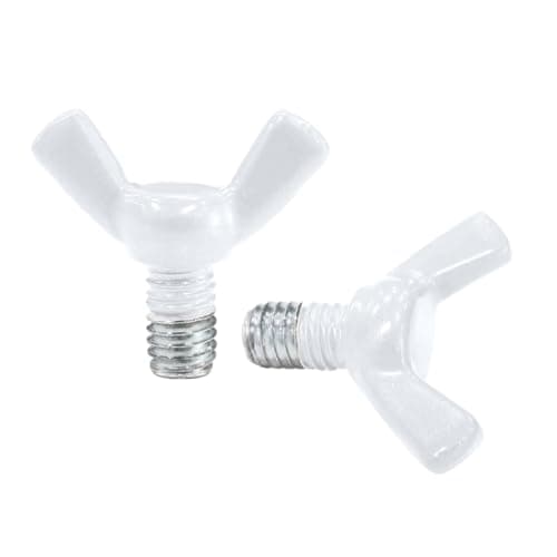 IKULE White Screws Set for Wedding Arch Stand Butterfly Screw Bolts and Nut Kit Tighten Alloy Steel Metric Set Screws for Bathroom Fixtures Door Handles M6 2Pcs