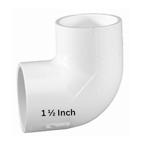 90 Degree Elbow Fitting, Slip x Slip Schedule 40, White PVC Pipe Connector for Plumbing, Irrigation, Durable Slip Elbow Joint for PVC Pipes (1 1/2 Inch)