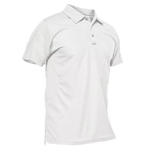 MAGCOMSEN White Polo Shirts for Men Short Sleeve Golf Collared Work Shirts Casual Shirts Quick Dry Summer Shirts S