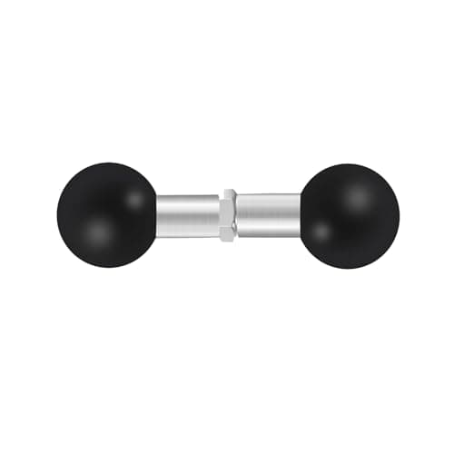 Vehibrckt 1 Inch Ball Adapter Ball Mount Base XL Rod Double Ball 25.4mm with 1” TPU Coated Ball Compatible with Ram Mounts Double Socket Arm, GPS Brackets for Bike Phone Holder,Camera (Black-1, 1in)