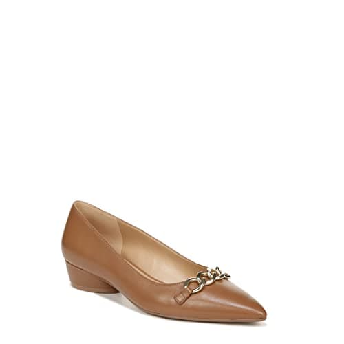 Naturalizer Womens Becca Pointed Toe Low Heel Flats English Tea Brown Leather 6 W