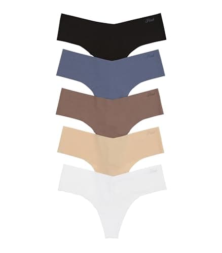 Victoria's Secret PINK Women's No Show Thong Underwear, Panties for Women, Spring Basic, (XL)